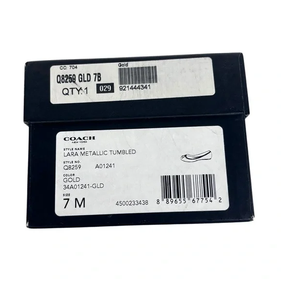 COACH LARA Q8259 METALLIC TUMBLED GOLD ROUND TOE HOLIDAY CLASSIC BALLERINA FLAT - Picture 13 of 13